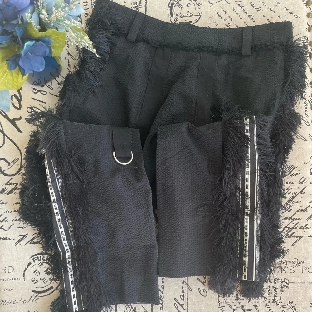 Paco Rabanne S/S 2016 Searsucker Striped Fringe Trim Straight Leg Pants, EU 40 - Picture 7 of 13